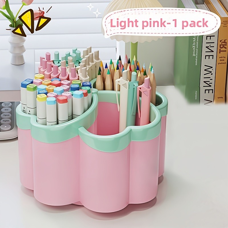 4-compartment Large-capacity Pencil Storage Box, Multifunctional Pen Holder, Desktop Organizer for Office Use, with 4 Compartments, Versatile Cosmetic Storage, Multi-compartment Storage, Simple Design, Ideal for Office and Bedroom