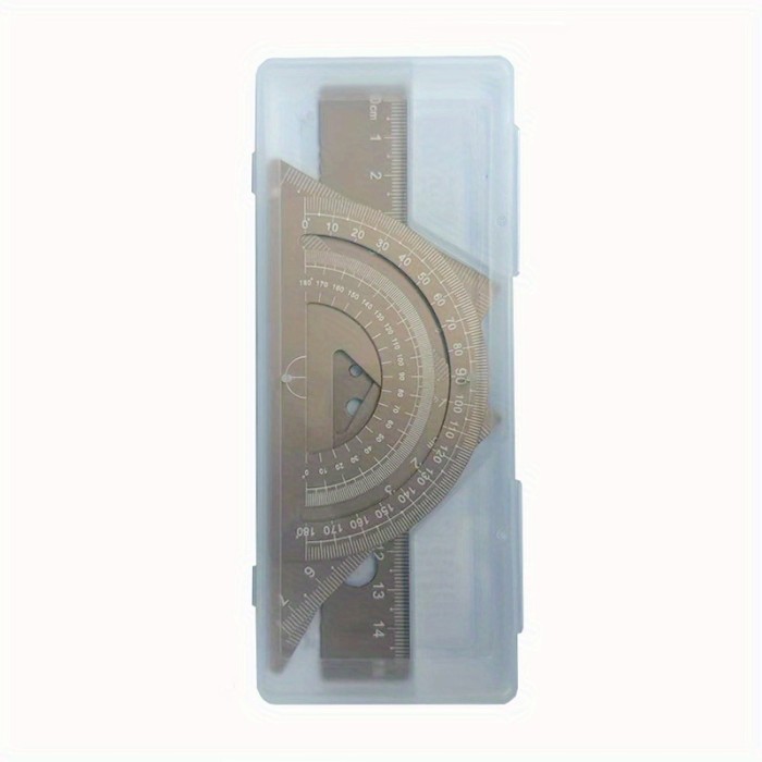 4pcs Metal Drafting Set with Storage Box Students Measure Ruler Set Multi-Function Set