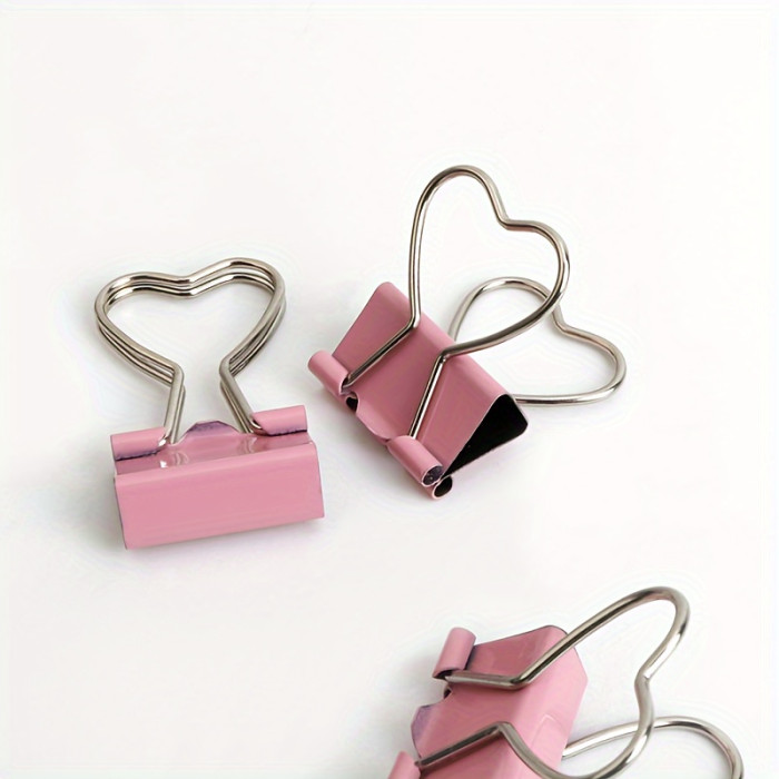 Set of 10 Pink Heart-Shaped Clips with Long Tails, Perfect for Organizing Papers, Notes, Pictures, Receipts, Bookmarks, Documents, Tickets, And Small Items for Use in The Office, Home, School, And Crafting