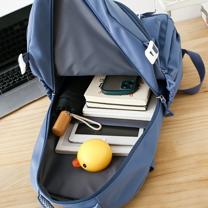 Solid Color Fashion Easy Multifunctional Large Capacity Women'S Backpack High Aesthetic Junior And High School Students' School Commuter Bag