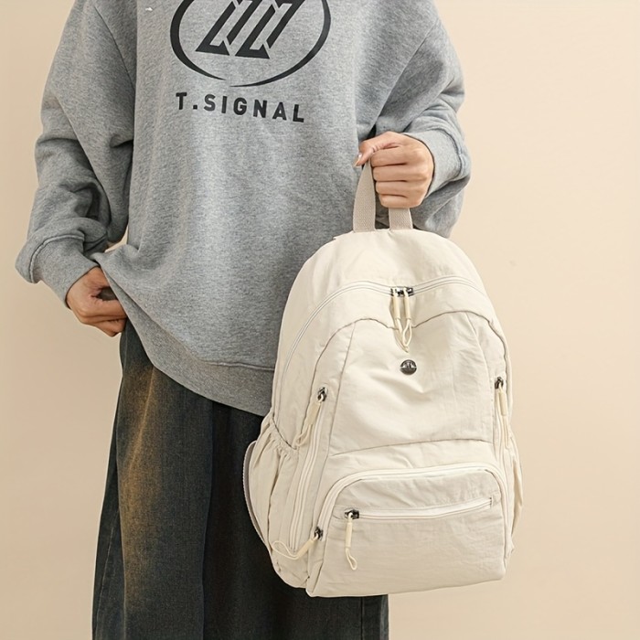 Solid Color Outing \u002F Men Women Backpack \u002F Fashion Casual Lightweight \u002F Multifunctional Large Capacity \u002F College Student Bag