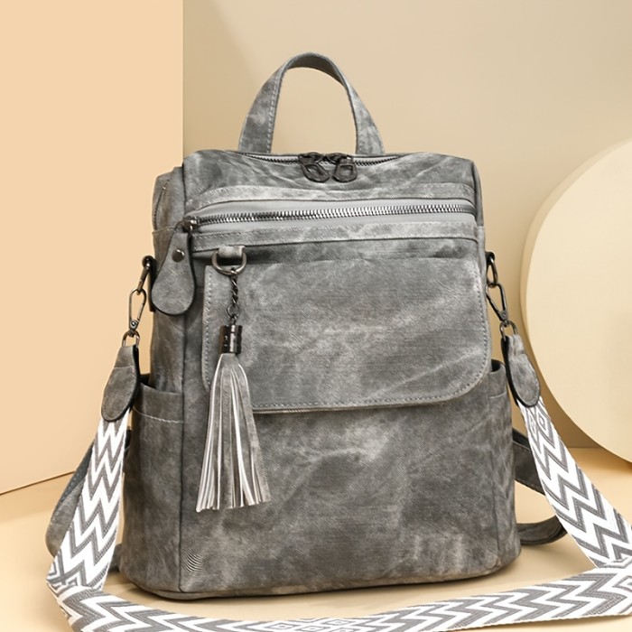 Retro Women's Shoulder Bag and Backpack with Detachable Straps Suitable for Daily Work and Storage