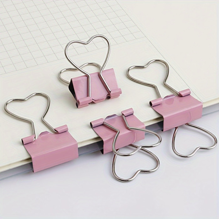 Set of 10 Pink Heart-Shaped Clips with Long Tails, Perfect for Organizing Papers, Notes, Pictures, Receipts, Bookmarks, Documents, Tickets, And Small Items for Use in The Office, Home, School, And Crafting