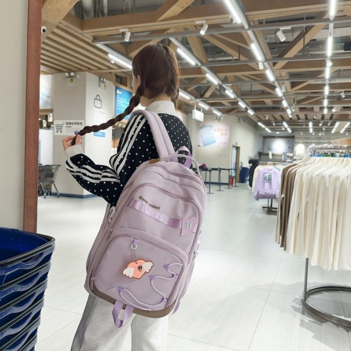 New Academic Style Lightweight Large-Capacity Backpack for Back-to-School Season, Women's Simple and Versatile Outdoor Travel Bag, Fashionable and Versatile Laptop Bag, Simple Hiking Backpack, Women's Double-Shoulder Bag