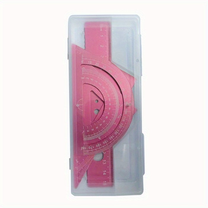 4pcs Metal Drafting Set with Storage Box Students Measure Ruler Set Multi-Function Set