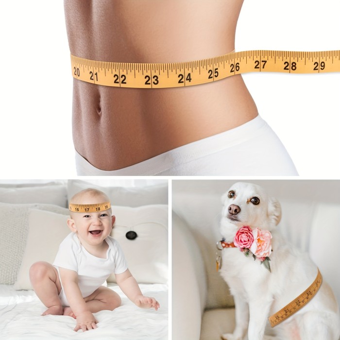 A Black\u002FYellow Measuring Tape Made of PVC Material, Waterproof And Dirt-Resistant, Measuring 200Cm\u002F79 Inches in Length And 2Cm in Width. It Features Exquisite Craftsmanship with Numbers And Is a Double-Sided Tape with Centimeters And Inches. Suitabl