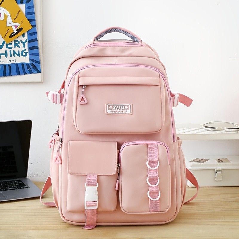 Solid Color Fashion Easy Multifunctional Large Capacity Women'S Backpack High Aesthetic Junior And High School Students' School Commuter Bag