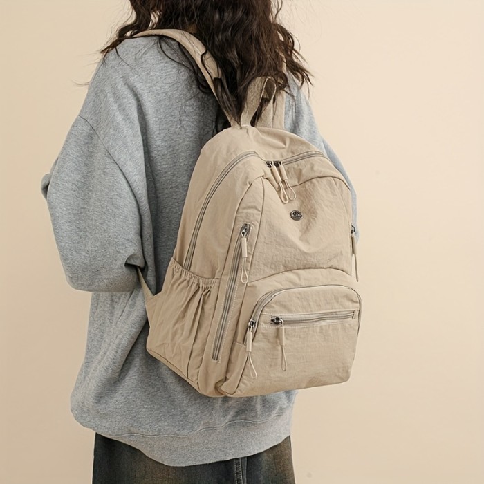 Solid Color Outing \u002F Men Women Backpack \u002F Fashion Casual Lightweight \u002F Multifunctional Large Capacity \u002F College Student Bag