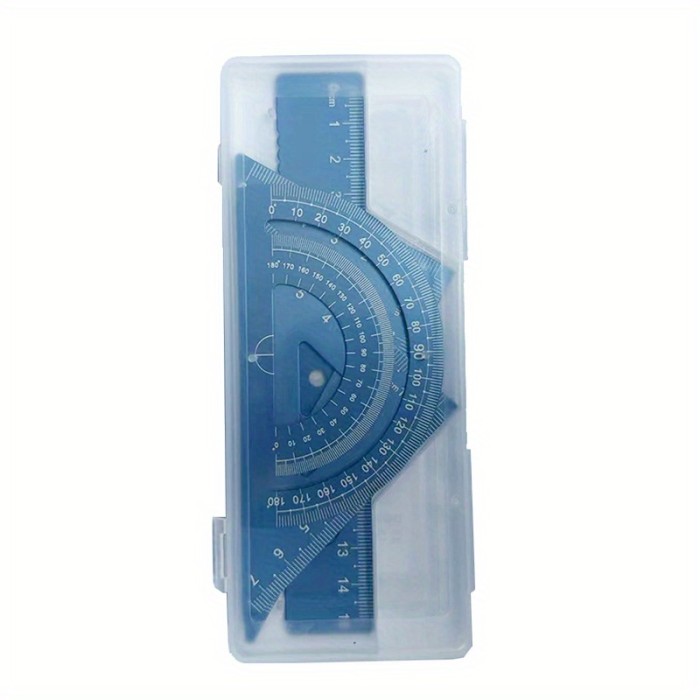 4pcs Metal Drafting Set with Storage Box Students Measure Ruler Set Multi-Function Set