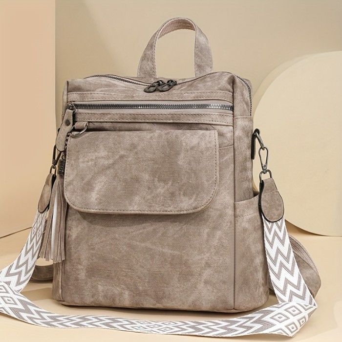 Retro Women's Shoulder Bag and Backpack with Detachable Straps Suitable for Daily Work and Storage
