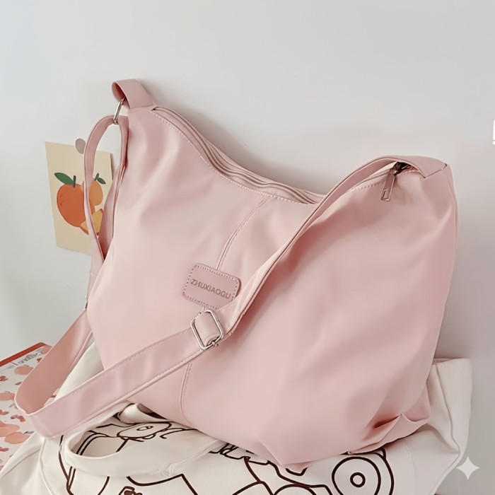 Stylish Autumn\u002FWinter Large-Capacity Dumpling-Style Japanese-Inspired Solid Color Bag for Women, Versatile Nylon Multi-Pocket Shoulder Bag, Crossbody Bag for Students, Commuting, and School