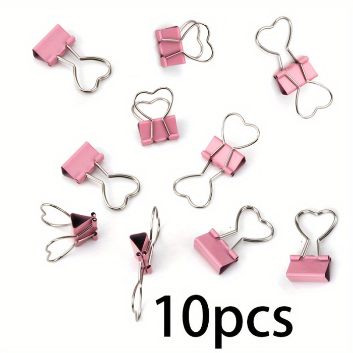 Set of 10 Pink Heart-Shaped Clips with Long Tails, Perfect for Organizing Papers, Notes, Pictures, Receipts, Bookmarks, Documents, Tickets, And Small Items for Use in The Office, Home, School, And Crafting