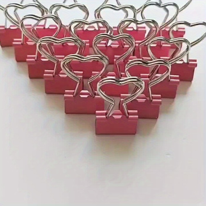 Set of 10 Pink Heart-Shaped Clips with Long Tails, Perfect for Organizing Papers, Notes, Pictures, Receipts, Bookmarks, Documents, Tickets, And Small Items for Use in The Office, Home, School, And Crafting