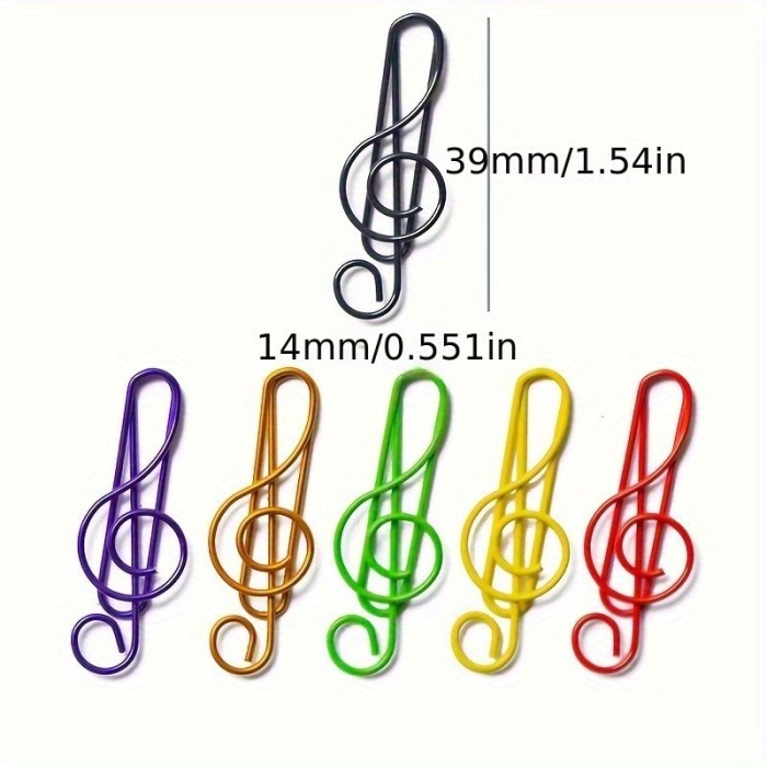 Note-shaped file clips 10pcs Colorful Music Note Paper Clips | File Organizer, Random Colors