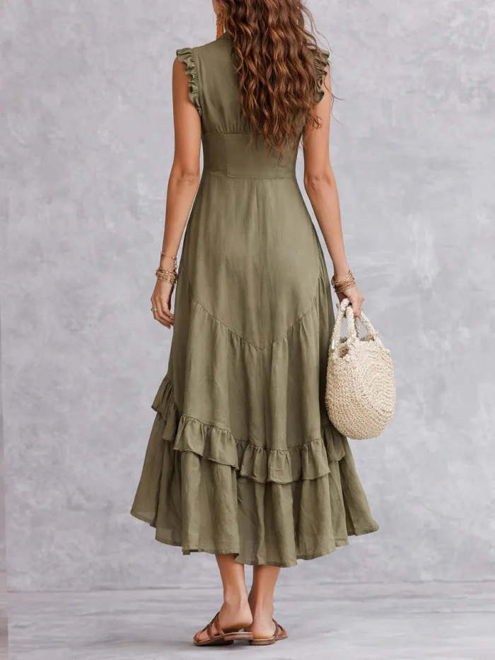 Women's Minimalist Lace Cotton And Linen Dress
