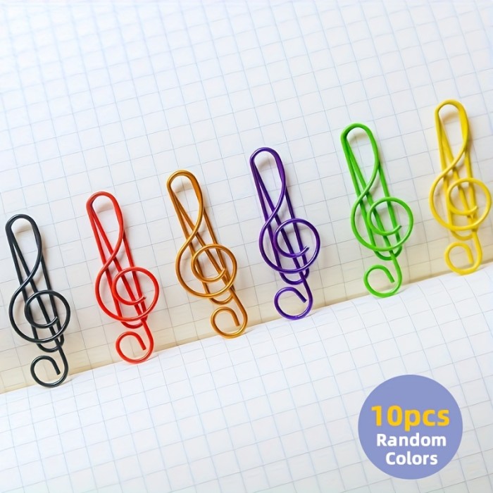 Note-shaped file clips 10pcs Colorful Music Note Paper Clips | File Organizer, Random Colors