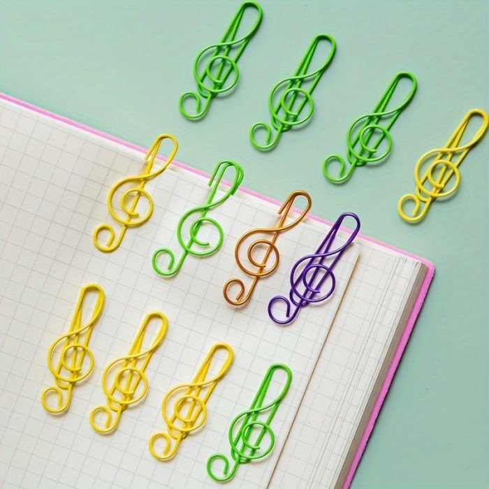 Note-shaped file clips 10pcs Colorful Music Note Paper Clips | File Organizer, Random Colors