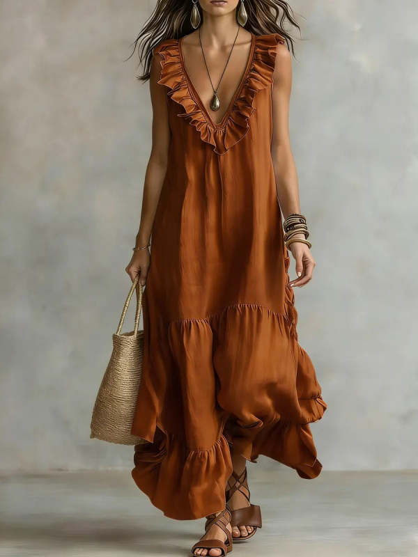 Women's Lace Sleeveless Cotton Linen Dress