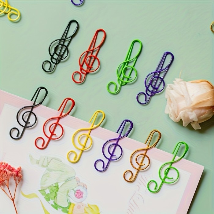 Note-shaped file clips 10pcs Colorful Music Note Paper Clips | File Organizer, Random Colors