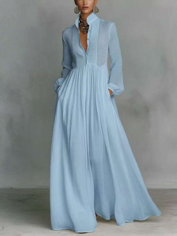 ✨Solid High Waist Flowy Swing Maxi Dress 🤍