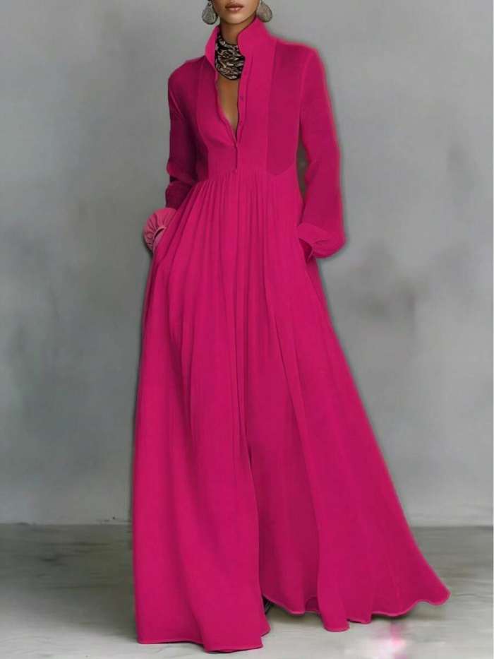 ✨Solid High Waist Flowy Swing Maxi Dress 🤍