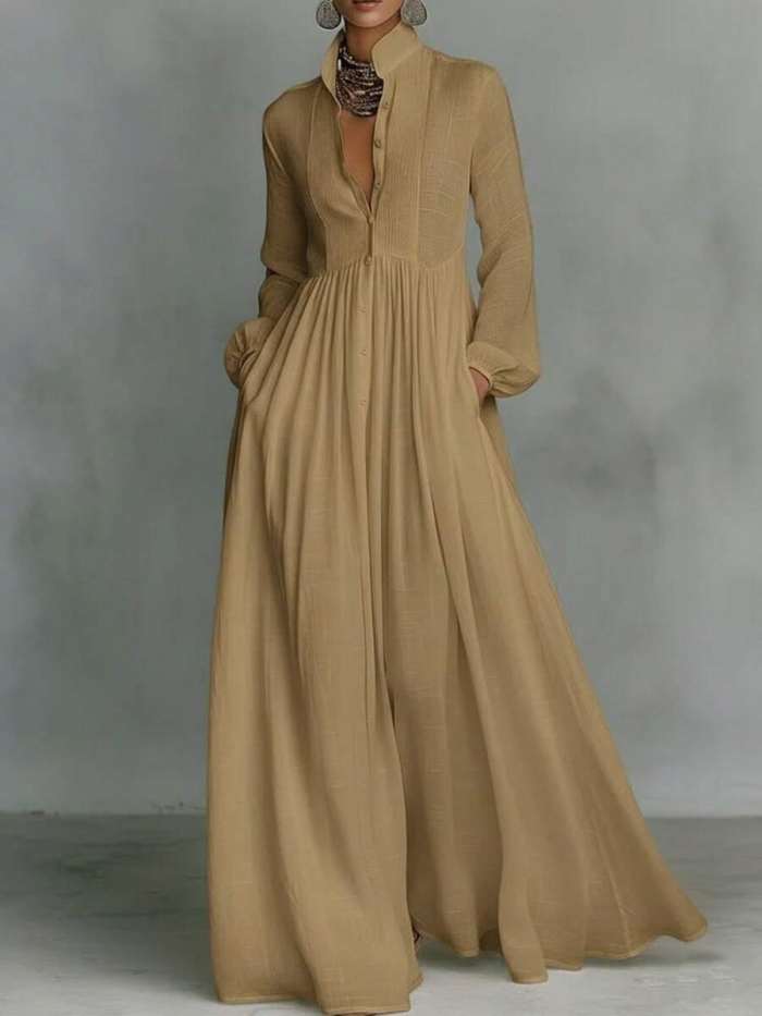 ✨Solid High Waist Flowy Swing Maxi Dress 🤍