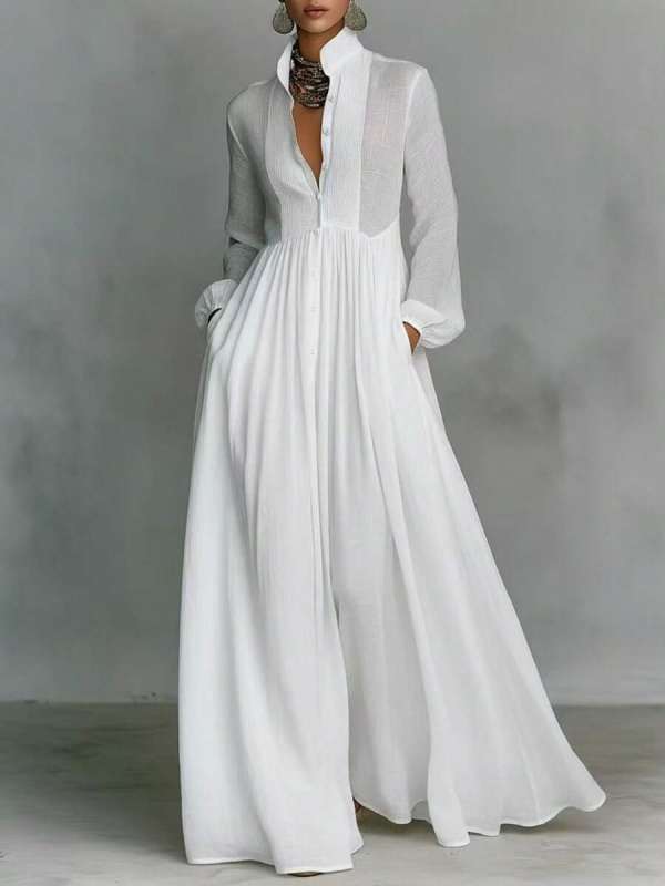 ✨Solid High Waist Flowy Swing Maxi Dress 🤍