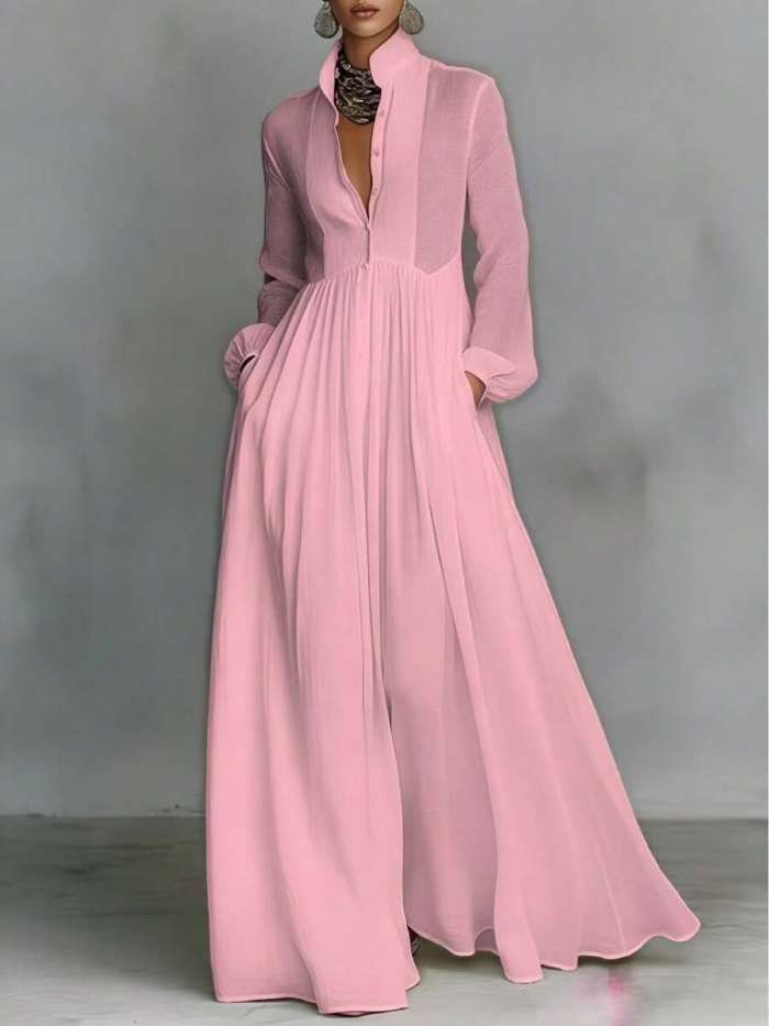 ✨Solid High Waist Flowy Swing Maxi Dress 🤍