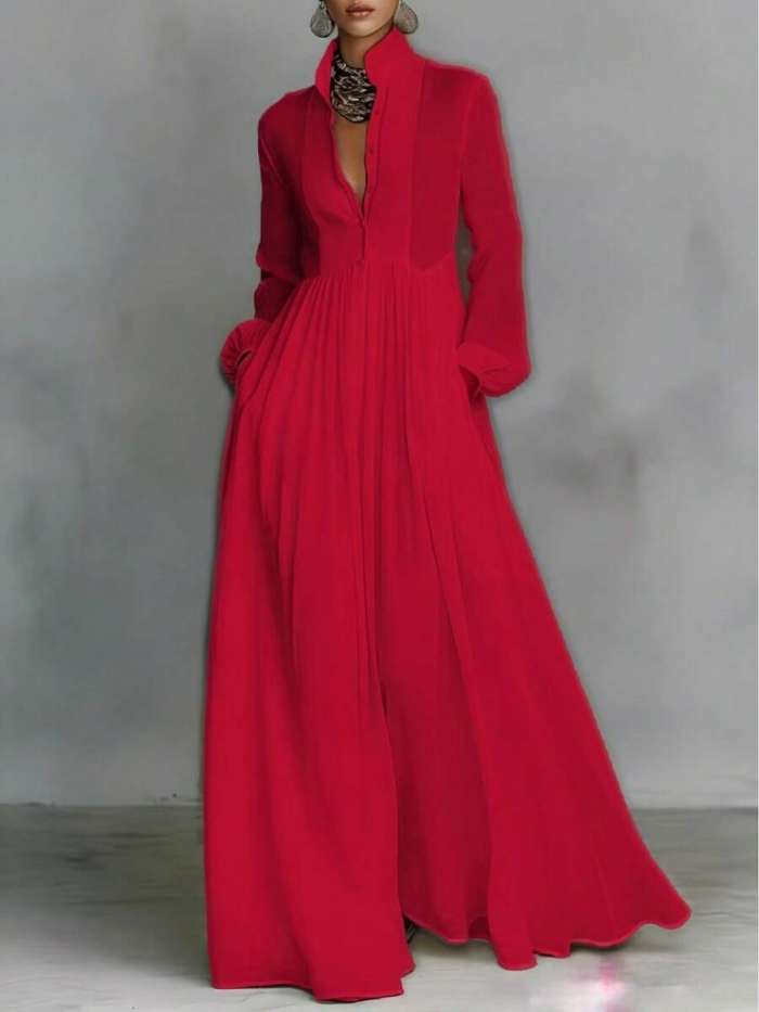 ✨Solid High Waist Flowy Swing Maxi Dress 🤍