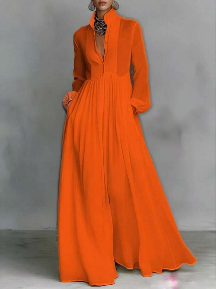 ✨Solid High Waist Flowy Swing Maxi Dress 🤍