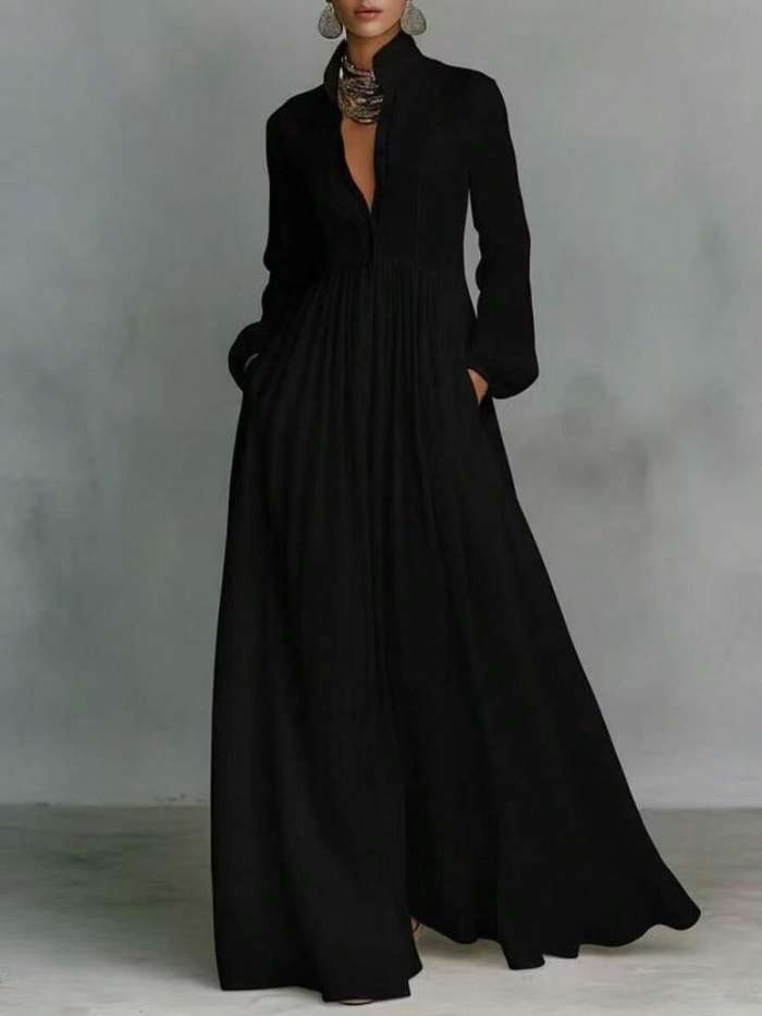 ✨Solid High Waist Flowy Swing Maxi Dress 🤍