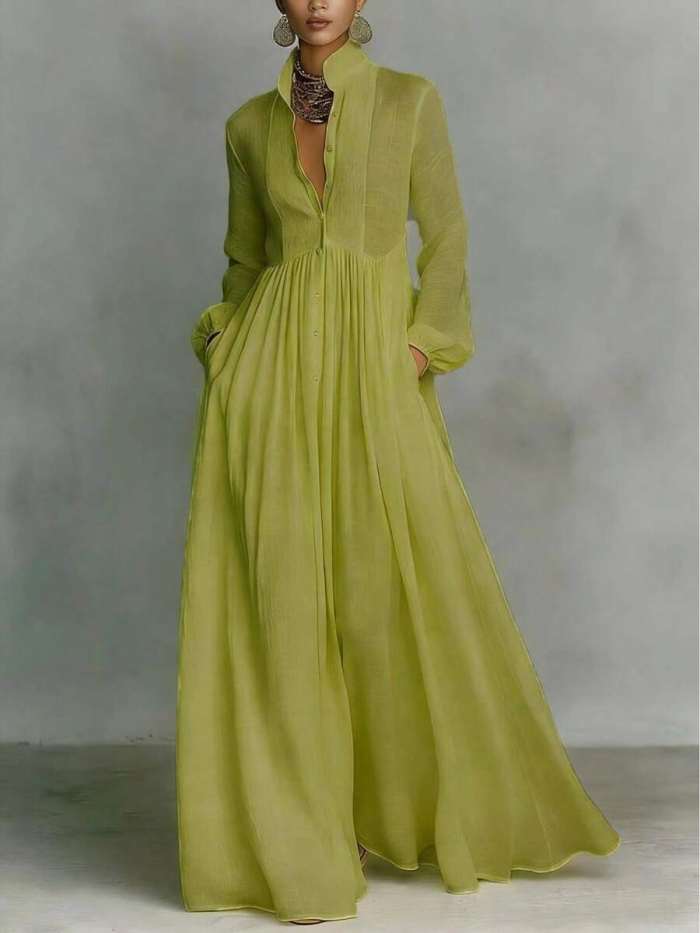 ✨Solid High Waist Flowy Swing Maxi Dress 🤍