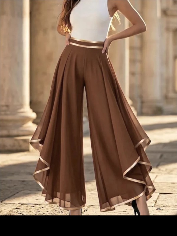 ✨Layered Spliced Chiffon Wide Leg Pants ☁️