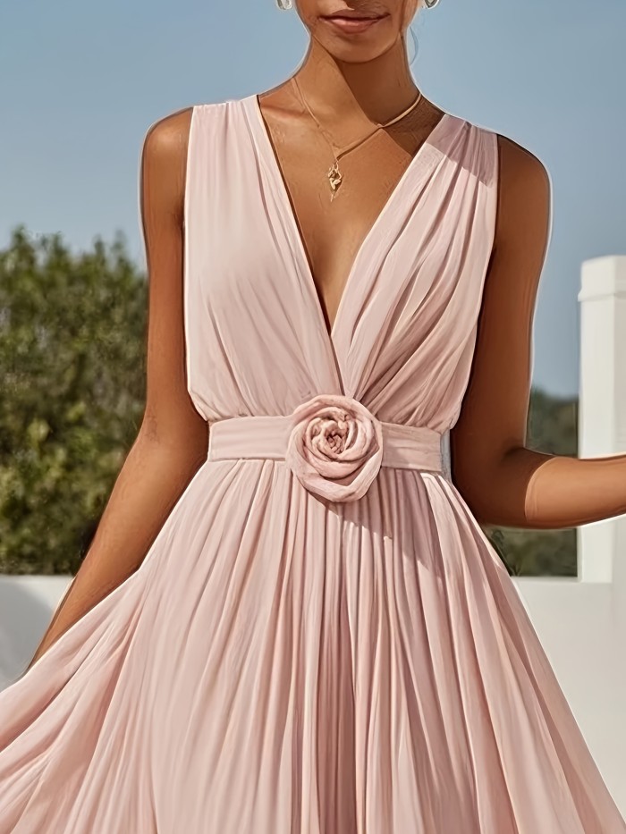 ✨V Neck Floral Waist Chiffon Maxi Dress 💍