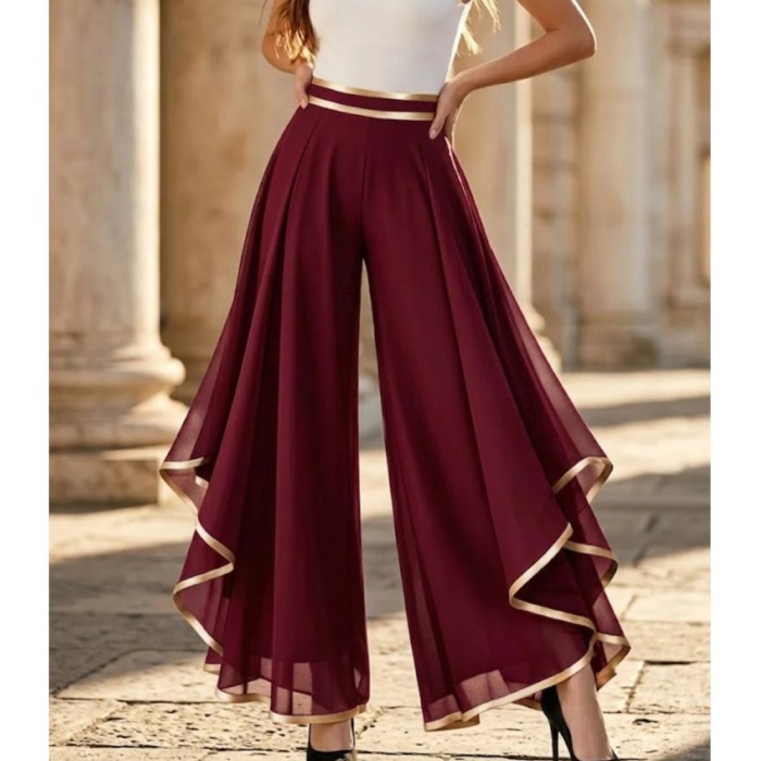 ✨Layered Spliced Chiffon Wide Leg Pants ☁️