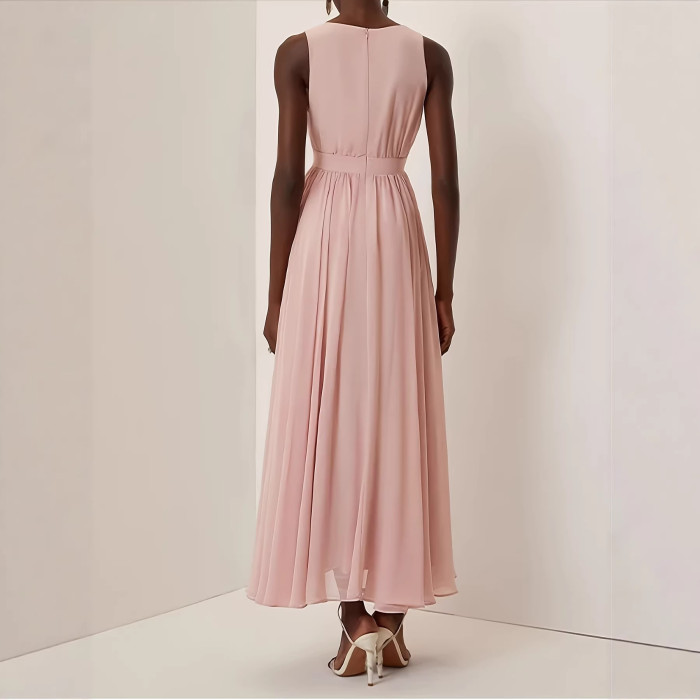 ✨V Neck Floral Waist Chiffon Maxi Dress 💍