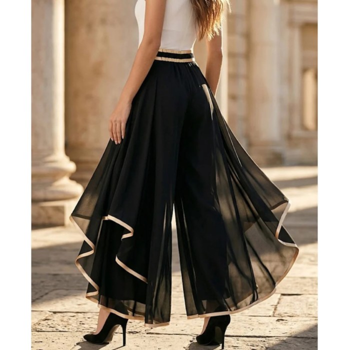 ✨Layered Spliced Chiffon Wide Leg Pants ☁️