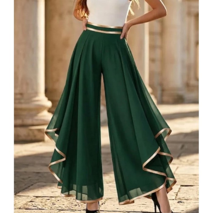 ✨Layered Spliced Chiffon Wide Leg Pants ☁️
