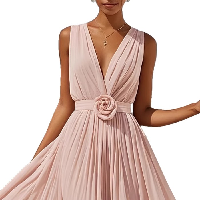 ✨V Neck Floral Waist Chiffon Maxi Dress 💍