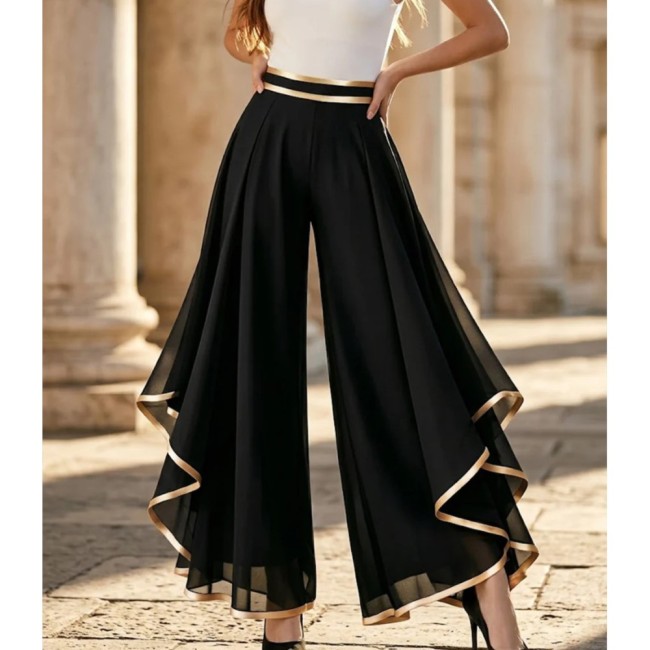 ✨Layered Spliced Chiffon Wide Leg Pants ☁️