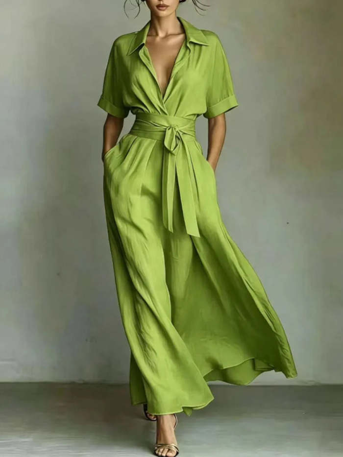 Women's Elegant Retro Casual Waist-cinching Dress