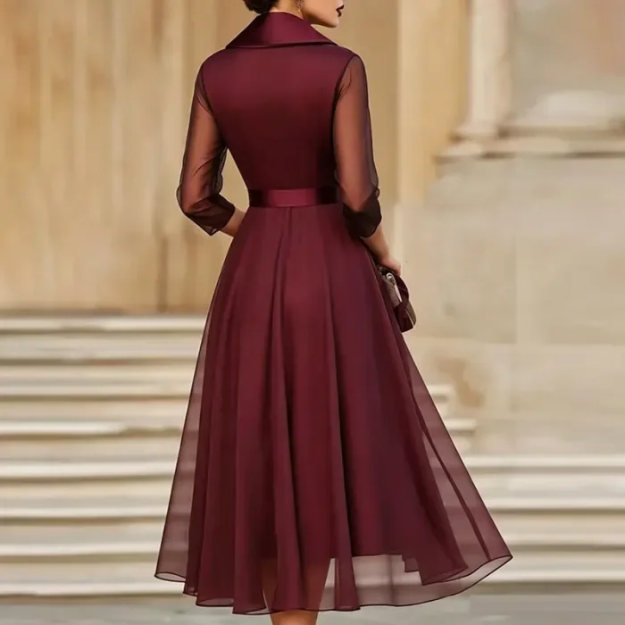 ✨Office & Party Notched Collar Satin Dress✨