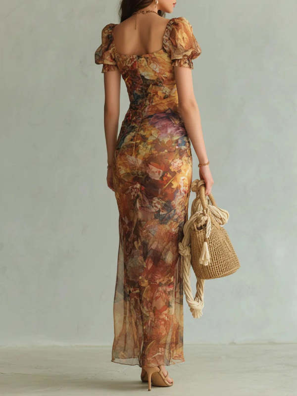 Women's Square-neck Ruffle-trim Dress