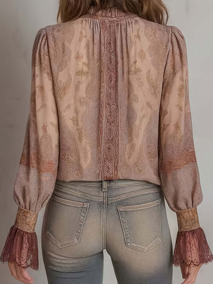 Women's Vintage Long-sleeve Lantern-sleeve Shirt