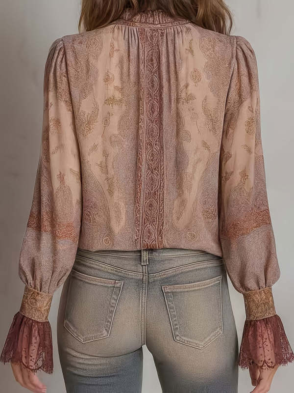 Women's Vintage Long-sleeve Lantern-sleeve Shirt