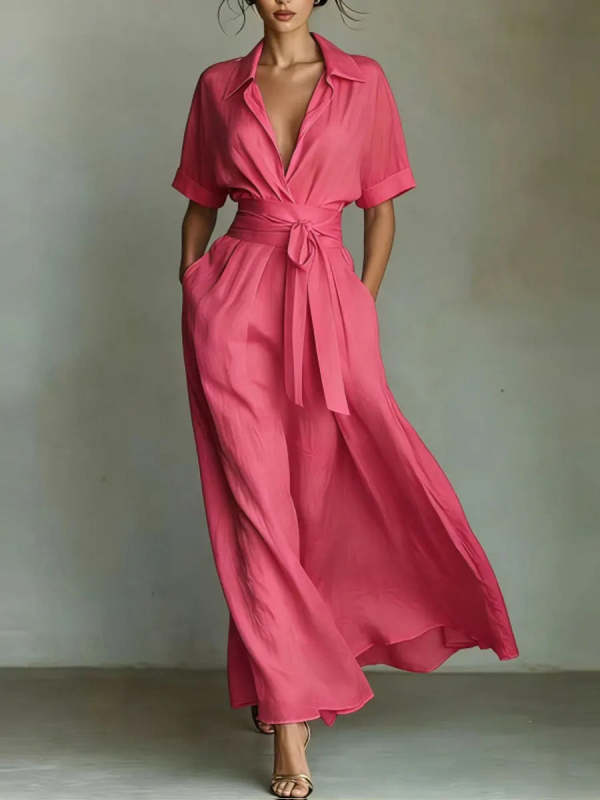 Women's Elegant Retro Casual Waist-cinching Dress