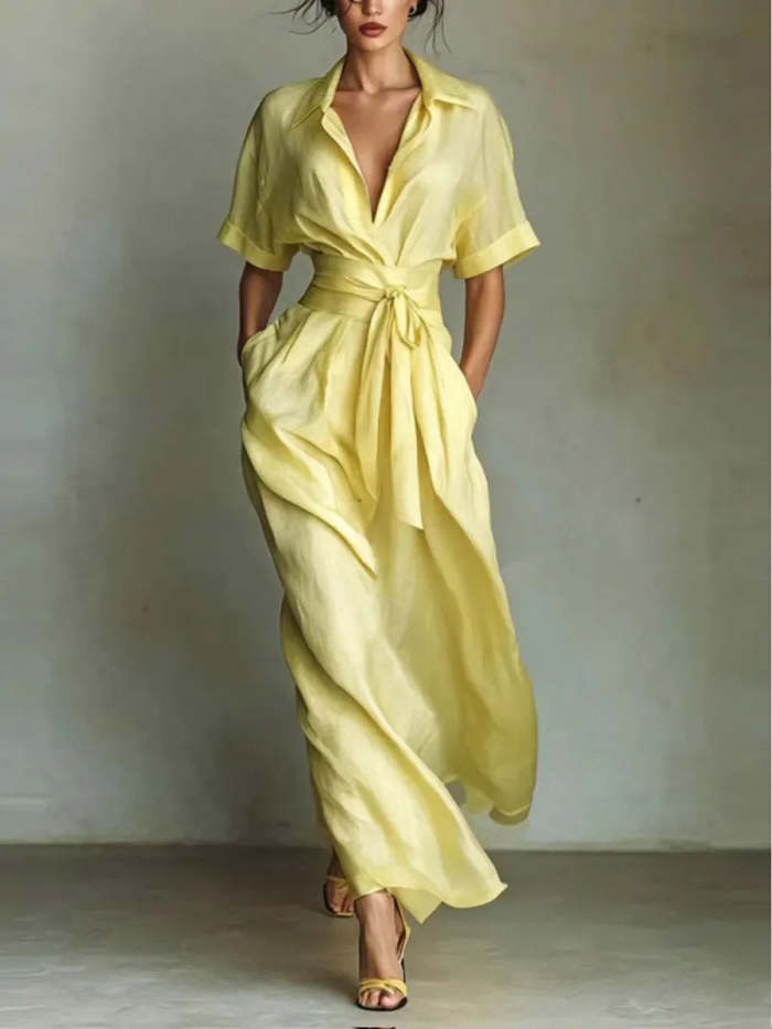 Women's Elegant Retro Casual Waist-cinching Dress