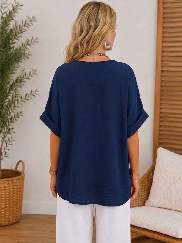 Women's Retro Asymmetric Twist-front Casual Top