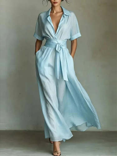 Women's Elegant Retro Casual Waist-cinching Dress