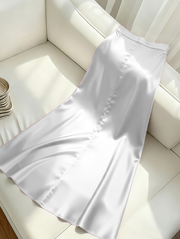 Glossy Fabric Elegant Midi Skirt
